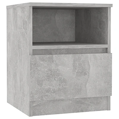 Abbildung von vidaXL Nachttisch 1 Schublade Ablage Nachtschrank Nachtkommode Nachtkonsole Schlafzimmer Schrank Kommode Betongrau 40x40x50cm Holzwerkstoff