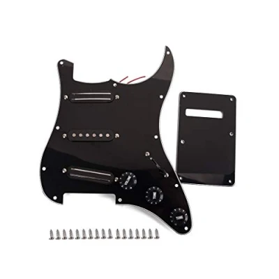 Abbildung von Alnicov E Gitarre 3 lagige SSS Dual Rail Pickups mit vorverdrahteten Schlagbrettern für 11 Loch Gitarre, schwarz