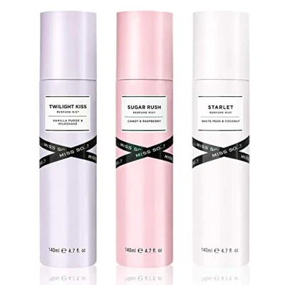Abbildung von Miss So…? Damen Twilight Kiss, Sugar Rush, Starlet Parfum Fragrance Mist bodyspray Bündel 140ml (3er Pack)
