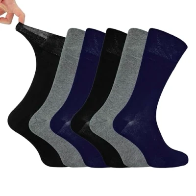 Abbildung von Herren 6er Pack nicht elastische Diabetikersocken mit handgekettelten Zehennähten