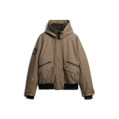 Abbildung von Superdry Herren Wattierte City Tweed Bomberjacke Beiges Fischgrätmuster XXL