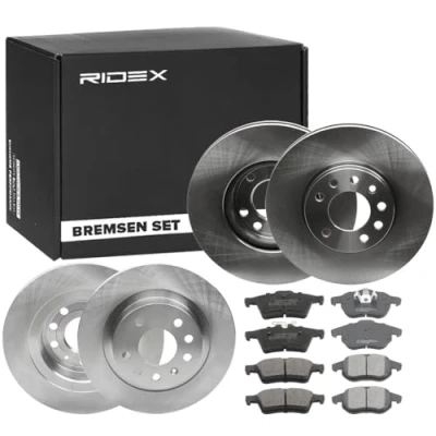 Abbildung von RIDEX 3405B0345 Bremsscheiben und beläge Hinterachse, Vorderachse voll, innenbelüftet OPEL: Vectra C CC, Signum Limousine