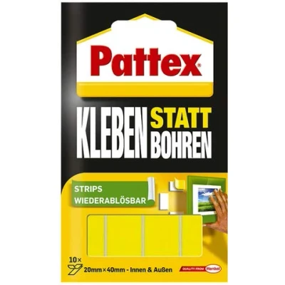 Abbildung von Pattex Klebehaken Kleben statt Bohren Klebe Strips 10