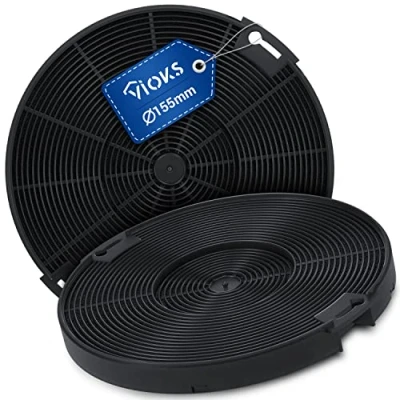 Abbildung von VIOKS Kohlefilter Dunstabzugshaube 2Stk 155mmØ Ersatz für AЕG Aktivkohlefilter 405509371/2 EFF75 FK155 Filter Dunstabzugshauben Zanussi, AЕG, Beko