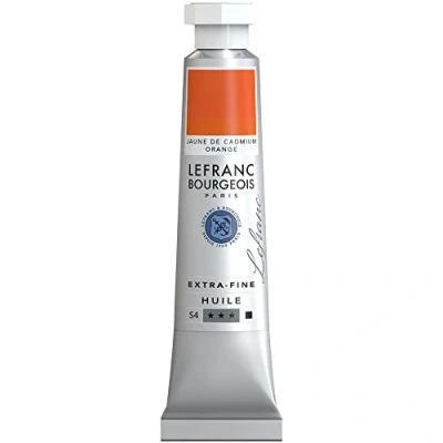 Abbildung von Lefranc Bourgeois 404931 extra feine Ölfarbe in Künstlerqualität aus hochwertigen Pigmenten, lebendige Farben, hohe Lichtechtheit, 20ml Tube Kadmiumgelb Orange