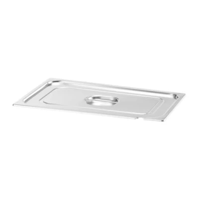 Abbildung von HENDI Gastronorm Deckel mit Löffelaussparung, für Gastronormbehälter, Temperaturbeständig von 40 bis 300C, Heissluftöfen Chafing Dishes Bain Marie, Stapelbar, GN 1/1, 530x325 mm, Edelstahl 18/10