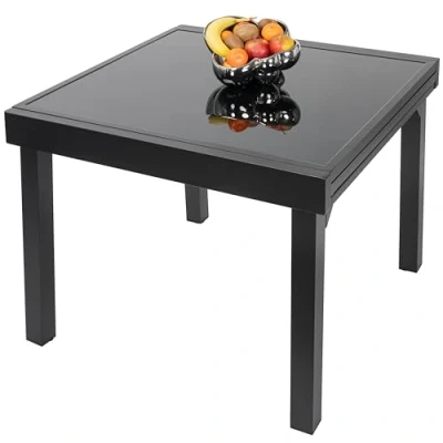 Abbildung von ib style Diplomat Gartentisch Quadro Aluminium SCHWARZ Premium Ausziehtisch 90 180 cm
