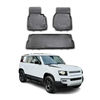 Abbildung von OMAC Gummimatten Fußmatten kompatibel mit Land Rover Defender 110 2007 2020 TPE Schwarz 3X