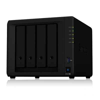 Abbildung von Synology DS420+ 16TB 4 Bay Desktop NAS System, installiert mit x 4TB Seagate IronWolf Festplatten