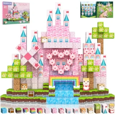 Abbildung von Crifeton Magnetische Bausteine 100 PCS Magnetbausteine für Kinder ab 3 Jahre Magnetic Blocks, Montessori Spielzeug Magnete, Geburtstag Geschenk 4 5 6 7 8 9 10 11 12 Jungen Mädchen