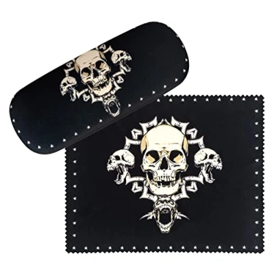 Abbildung von von Lilienfeld Brillenetui Skull Schädel Kunst Motiv Brillenbox schwarz, stabiles mit Mikrofaser bezogenes Hardcase