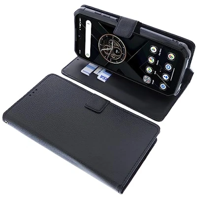 Abbildung von foto kontor Tasche kompatibel mit Oukitel WP22 Schutzhülle schwarz Book Style Case Handy Schutz Hülle Buch Wallet Handyhülle Cover Klapphülle Ständer Handytasche