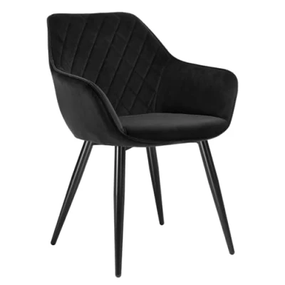 Abbildung von WOLTU Esszimmerstuhl 1 Stück Küchenstuhl Wohnzimmerstuhl Polsterstuhl Sessel, Armlehnstuhl mit Rückenlehne, für Esszimmer, Küche, Wohnzimmer, Samt, Metallbeine, Schwarz, BH153sz