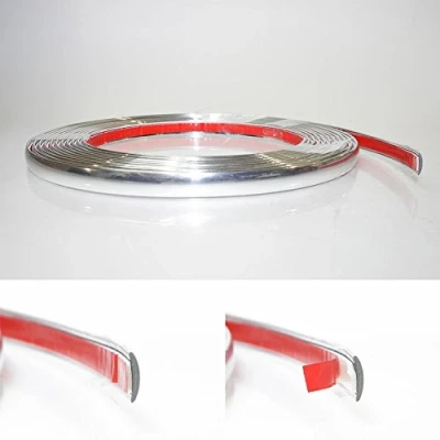 Abbildung von 10mm x 5 meter Chrom Zierleiste Leisten Chromleiste Selbstklebend Flexibel Kunststoff Tuning