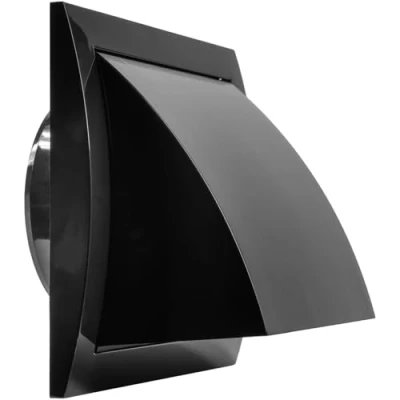 Abbildung von 10 cm Ablufthaube mit Regenschutz, Schwarz, für Innen und Außenbereich, HVAC Abluftkanal, 153 x 148 mm, Auspuffkappe (Ø100 Schwarz)
