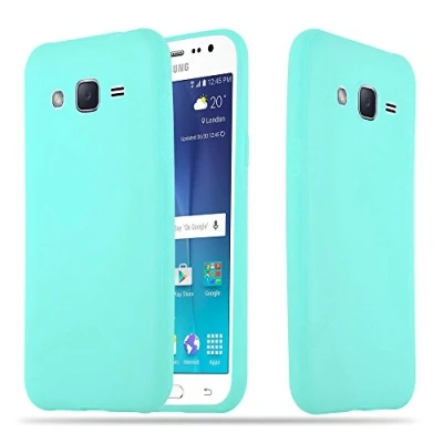 Abbildung von Cadorabo Hülle kompatibel mit Samsung Galaxy J2 2015 Schutzhülle TPU Silikon Case Candy Design Slim Kratzfest Weiche Gummi Rundumschutz für in Blau