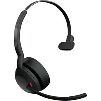 Abbildung von Jabra Evolve2 55 schnurloses Mono Headset mit Air Comfort Mikrofone Geräuschunterdrückung und ANC kompatibel allen UC Plattformen wie Zoom Google Meet Schwarz