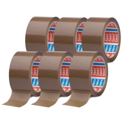 Abbildung von tesa tesapack im 6er Pack Geräuscharmes Paketklebeband zum Verpacken von Paketen und Versandschachteln braun 6 Rollen je 66 m