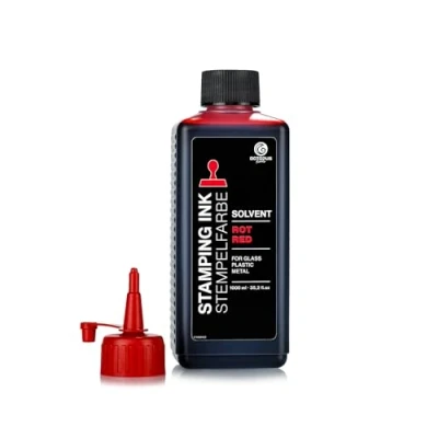 Abbildung von Octopus 1000 ml Solvent Stempelfarbe rot, auf Lösemittelbasis für nichtsaugende und nichtporöse Untergründe, lasierend