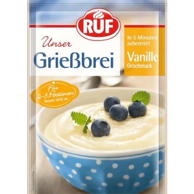 Abbildung von RUF Griessbrei Vanille, 2 3 Portionen als Dessert, Zwischenmahlzeit oder süße Hauptspeise, fertig in nur 5 Minuten