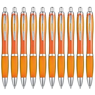 Abbildung von Libetui 10 Stück ergonomische Kugelschreiber Orange rutschfeste Griffzone Druckkugelschreiber Großraumine Blauschreibend Kulis