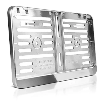 Abbildung von schildEVO Kennzeichenhalter 240 x 130 mm Chrom Look Silber zweizeilig Motorrad Roller Traktor Nummernschildhalter Kennzeichen Halterung DHL Versand