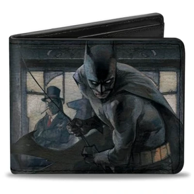 Abbildung von Buckle Down Herren Bifold Wallet Batman Reisezubehr Bi Fold Brieftasche, 4.0&quot; x 3.5\