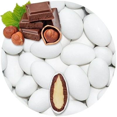Abbildung von EinsSein 1kg Schokomandeln Nougat weiss matt Hochzeitsmandeln Mandeln Hochzeit Taufmandeln Gastgeschenke Zuckermandeln Bonboniere Confetti Badem sekeri