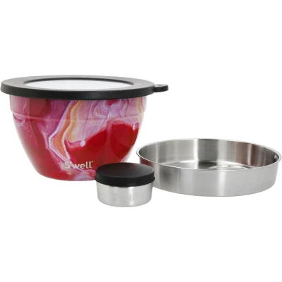 Abbildung von Swell Salatschüssel &quot;Swell Calacatta Gold Salad Bowl Kit, 1.9L&quot;, 3 tlg., aus Edelstahl, Therma Technologie mit vakuumisolierten Außenschale