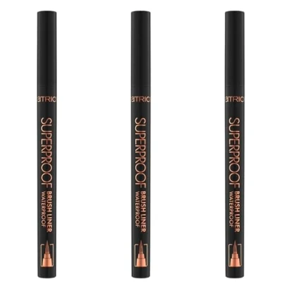 Abbildung von Catrice Superproof Brush Liner Waterproof, Eyeliner, Nr. 010, Schwarz, langanhaltend, Expressergebnis, hochpigmentiert, vegan, wasserfest, ohne Mikroplastikpartikel, Parfüm, 3er Pack (3x0.45ml)