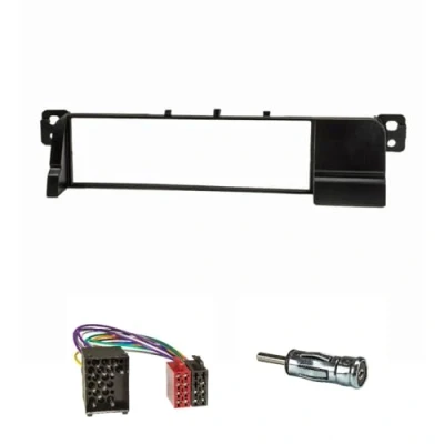 Abbildung von tomzz Audio 2404 011 Radioblende Set kompatibel mit BMW 3er E46 Radioadapter ISO (Alter Rundpin Anschluss) Antennenadapter DIN
