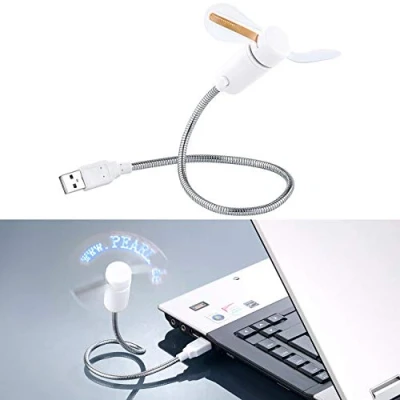 Abbildung von PEARL LED Ventilator: USB Ventilator mit 8 programmierbaren Laufschriften, je 26 Zeichen (USB programmieren, programmierbar, Programmierbarer Laufschrift)