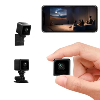 Abbildung von Mini Kamera, 1080P HD Überwachungskamera Innen Live Handy APP, Videoüberwachung Babyphone mit Kamera Kompakte Haustierkamera, Akku WLAN Nachtsicht Bewegungserkennung Spycam