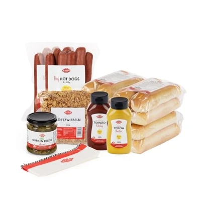 Abbildung von Hot Dog WORLD Jumbo BEEF Paket &quot;American Style&quot; (55 teiliges Set) für 16 Dogs