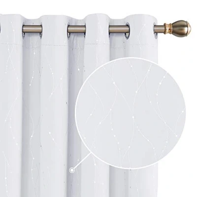 Abbildung von Deconovo Vorhang Blickdicht Thermovorhang Kälteschutz mit Ösen, 160x132 cm(HöhexBreite), Grau, Weiß, 2er Set