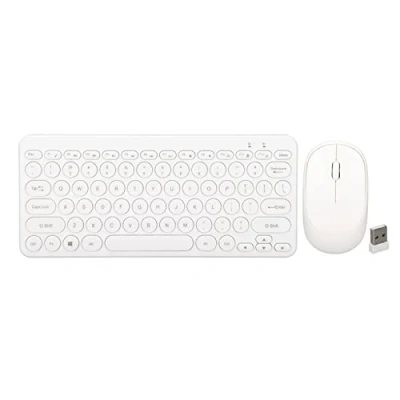 Abbildung von VBESTLIFE Kabellose Tastatur Maus Kombination, Ergonomisches Design, Leise Maus, 10 M Kabelloses Set, für Office Business Home Game(Weiß)