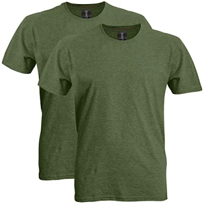 Abbildung von Gildan Unisex Erwachsene Softstyle Cotton, Style G64000, Multipack T Shirt, Heather Military (2er Pack), XL