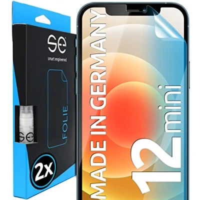 Abbildung von smart engineered 2x Schutzfolie für iPhone 12 Mini aus Deutschland 100% Passgenau Funktion mit Installationshilfe kompatibel Folie Anti Kratzer HD Klar