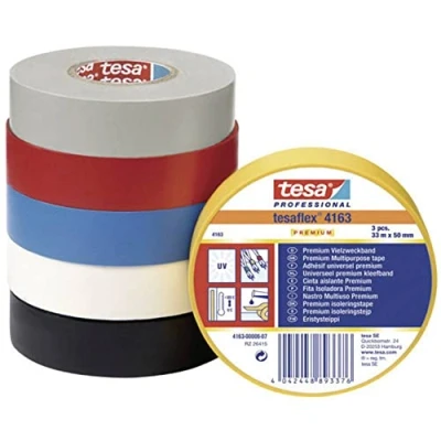 Abbildung von TESA 4163, Schwarz, Reparatur, Isolierend, Kennzeichnung, Acryl, Polyvinylchlorid (PVC), Metall, PVC, weich, 1.8 N/cm