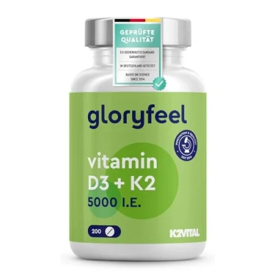 Abbildung von gloryfeel® Vitamin D3 + K2 Depot 5.000 I.E. 200 St