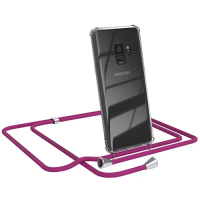 Abbildung von EAZY CASE Handykette kompatibel mit Samsung Galaxy S9 Handyhülle Umhängeband, Handykordel Schutzhülle, Silikonhülle, Hülle Band, Stylische Kette für Smartphone, Pink