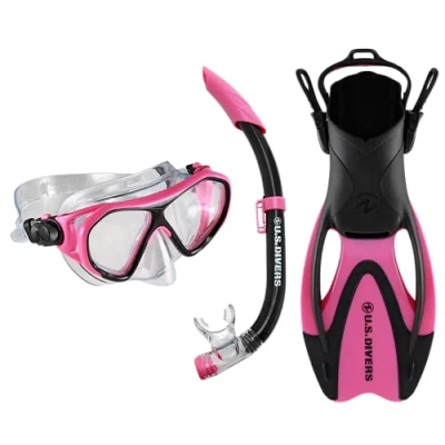 Abbildung von US Divers Schnorchelset Dorado für Kinder ab 6+ Maske, Schnorchel und Flossen II JR PINK Black, M