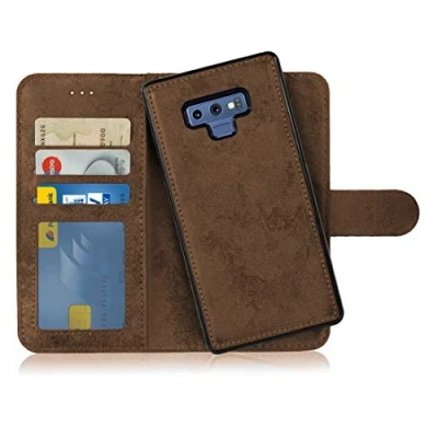 Abbildung von MyGadget Flip Case für Samsung Galaxy Note 9 [ abnehmbare Magnet Hülle ] Handyhülle aus Kunstleder Klapphülle mit Kartenfach Schutzhülle in Braun