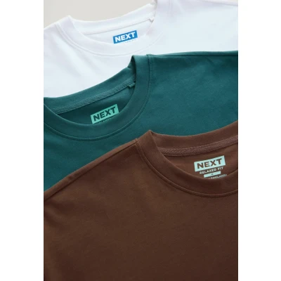 Abbildung von Next 3 PACK Embroidery Tshirt print, Herren, Größe: 3XL, White green brown