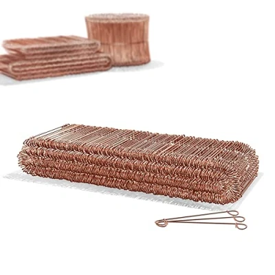 Abbildung von Heimfleiss® Rödeldraht Betonbindedraht 1,0 x 100 160 mm (500 Stk.) verkupferter Bindedraht in 250, 500 &amp; 1000er Bündel Ösendraht Drilldraht für Drillapparat Rödelzange Drahtsackverschlüsse
