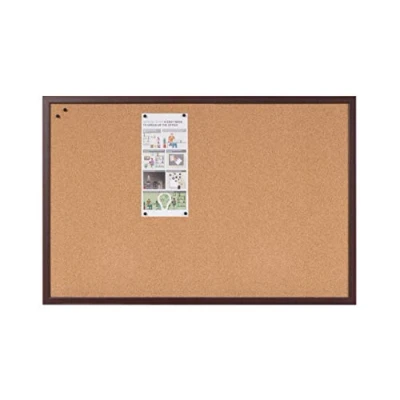 Abbildung von Bi Office Earth Korktafel mit Executive MDF Rahmen, Kirschen, Umweltfreundliche Pinnwand Naturkorkschicht, 60 x 45 cm