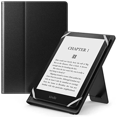 Abbildung von MoKo Universal Case for 6&quot;,6.8&quot;,7&quot; Kindle eReaders Kindle/Kobo/Voyaga/Lenovo/Sony E Book Reader, Lightweight PU Leather Folio Shell Cover Case, with Hand Strap/Kickstand, Black