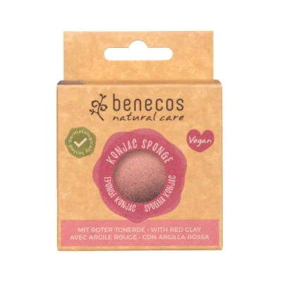Abbildung von benecos natural beauty Konjac Sponge red clay 100% biologisch abbaubar, B09436, Rot, 1