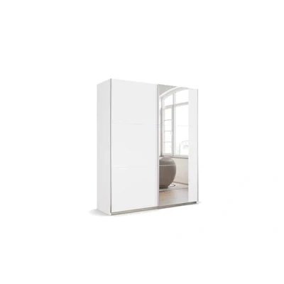 Abbildung von Rauch Möbel Kronach Schrank Schwebetürenschrank, 2 türig, Weiß mit 1 Spiegel, inkl. Zubehörpaket Basic Kleiderstangen Einlegeböden, BxHxT 175x210x59 cm