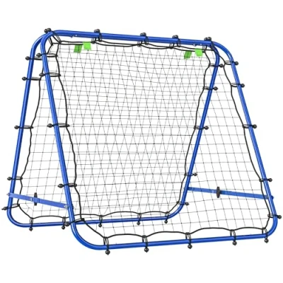 Abbildung von HOMCOM Rebounder für Fußball, verstellbar Prellwand in 5 Stufen, Rebound mit Heringen, tragbar, Kickback Tor Fußballtor Jugendliche, Rückprallwand Handball Training 100 x 95 90 cm, Blau